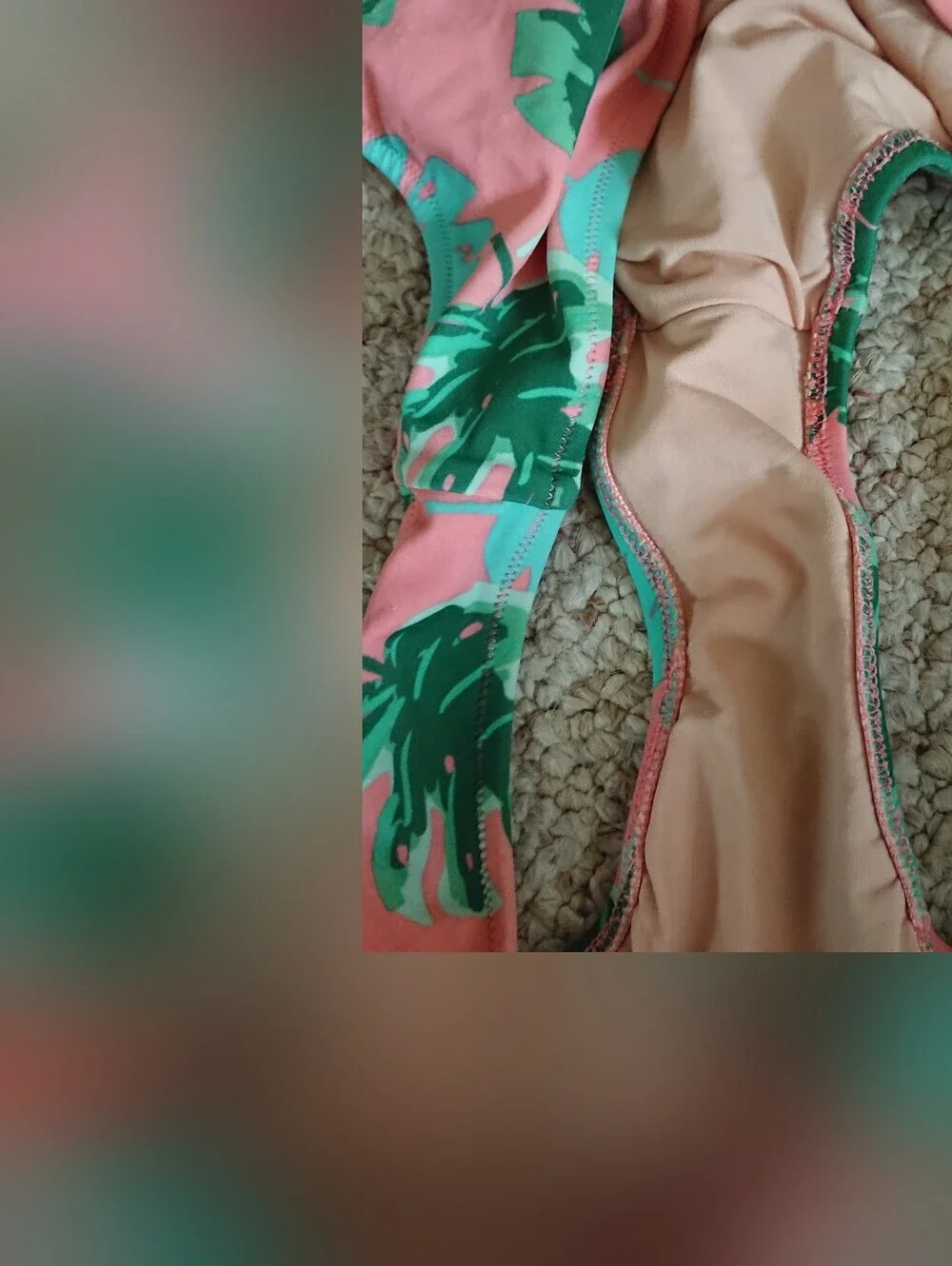 J. Crew CREWCUTS Pink & Green Tropical Leaf Two-Piece Swimsuit size 12-14